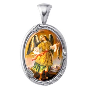 St Raphael with Tobias Charm Gem Pendant - Click Image to Close