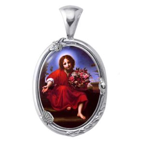 Jesus with flowers Charm Gem Pendant - Click Image to Close