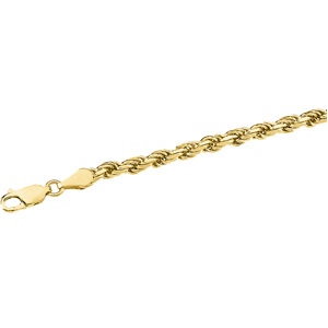D-Cut Rope Chain 3.75mm x 7 inch, 14KY, Lobster Claw - Click Image to Close