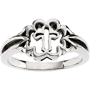 14K White Gold Cross Chastity Ring® - Click Image to Close