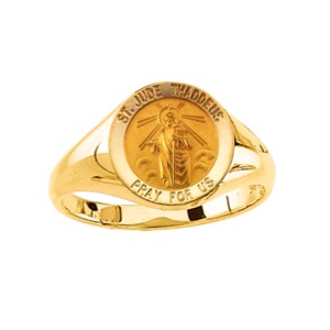 St. Jude Ring. 14k gold, 12 mm round top - Click Image to Close