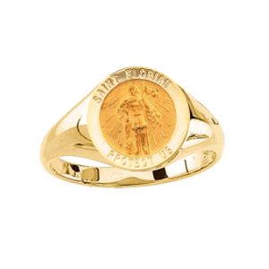 St. Florian Ring. 14k gold, 12 mm round top - Click Image to Close