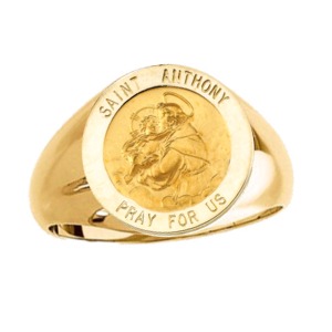 St. Anthony Ring. 14k gold, 15 mm round top - Click Image to Close