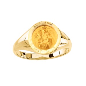 St. Anne Ring. 14k gold, 12 mm round top - Click Image to Close