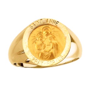St. Anne Ring. 14k gold, 15 mm round top - Click Image to Close