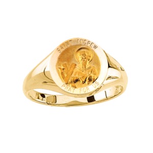 St. Andrew Ring. 14k gold, 12 mm round top - Click Image to Close