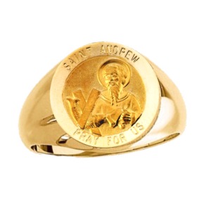 St. Andrew Ring. 14k gold, 15 mm round top - Click Image to Close
