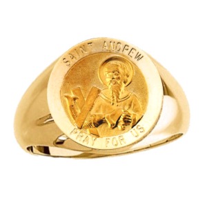 St. Andrew Ring. 14k gold, 18 mm round top - Click Image to Close