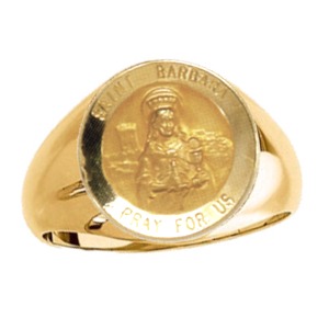 St. Barbara Ring. 14k gold, 18 mm round top - Click Image to Close