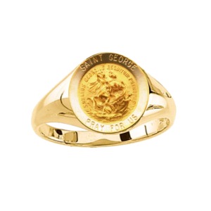 St. George Ring. 14k gold, 12 mm round top - Click Image to Close