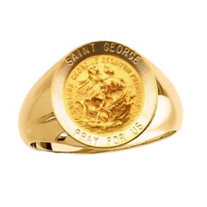 St. George Ring. 14k gold, 15 mm round top - Click Image to Close