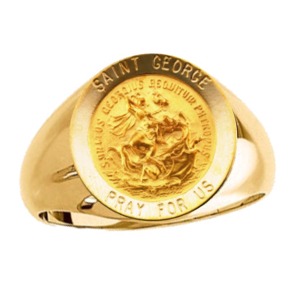 St. George Ring. 14k gold, 18 mm round top - Click Image to Close