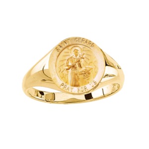 St. Gerard Ring. 14k gold, 12 mm round top - Click Image to Close