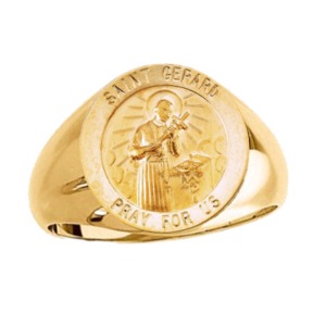 St. Gerard Ring. 14k gold, 15 mm round top - Click Image to Close