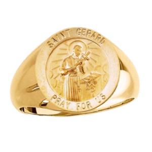 St. Gerard Ring. 14k gold, 18 mm round top - Click Image to Close