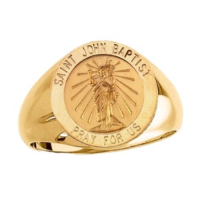 St. John the Baptist Ring. 14k gold, 15 mm round top - Click Image to Close