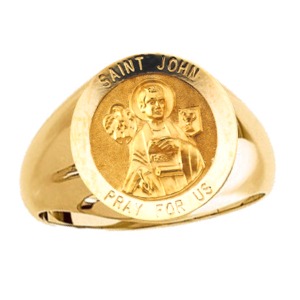 St. John the Evangelist Ring. 14k gold, 18 mm round top - Click Image to Close