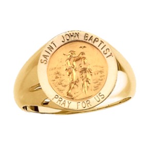 St. John the Baptist Ring. 14k gold, 15 mm round top - Click Image to Close