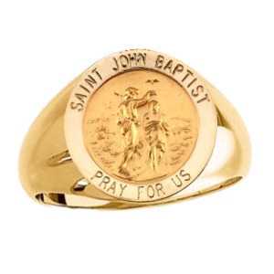 St. John the Baptist Ring. 14k gold, 18 mm round top - Click Image to Close