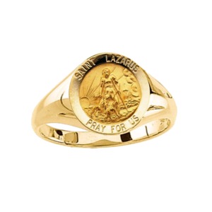 St. Lazarus Ring. 14k gold, 12 mm round top - Click Image to Close