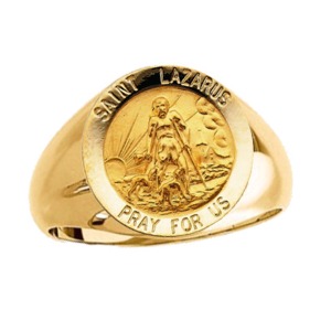St. Lazarus Ring. 14k gold, 15 mm round top - Click Image to Close
