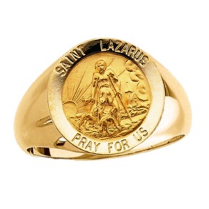 St. Lazarus Ring. 14k gold, 18 mm round top - Click Image to Close
