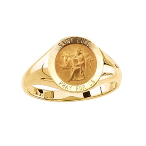 St. Luke Ring. 14k gold, 12 mm round top - Click Image to Close