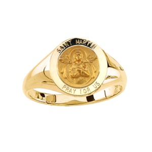 St. Martin De Porres Ring. 14k gold, 12 mm round top - Click Image to Close