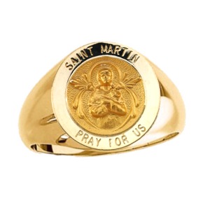 St. Martin De Porres Ring. 14k gold, 15 mm round top - Click Image to Close