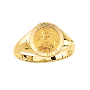 St. Paul Ring. 14k gold, 12 mm round top - Click Image to Close