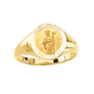St. Patrick Ring. 14k gold, 12 mm round top - Click Image to Close