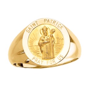 St. Patrick Ring. 14k gold, 15 mm round top - Click Image to Close