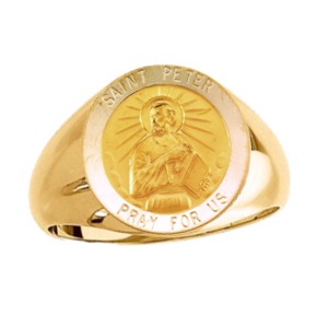 St. Peter Ring. 14k gold, 15 mm round top - Click Image to Close
