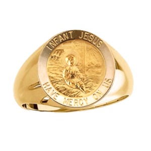 Infant Jesus Ring. 14k gold, 15 mm round top - Click Image to Close