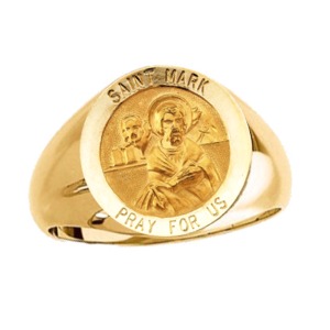 St. Mark Ring. 14k gold, 15 mm round top - Click Image to Close