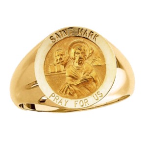 St. Mark Ring. 14k gold, 18 mm round top - Click Image to Close