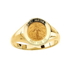 St. Martha Ring. 14k gold, 12 mm round top - Click Image to Close