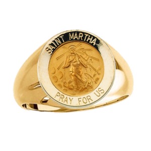 St. Martha Ring. 14k gold, 15 mm round top - Click Image to Close