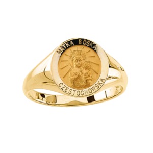 Mother of God Ring. 14k gold, 12 mm round top - Click Image to Close