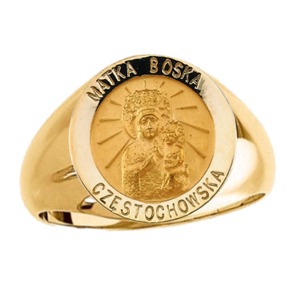 Mother of God Ring. 14k gold, 18 mm round top - Click Image to Close