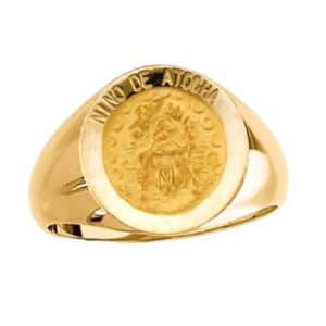 Child Jesus Ring. 14k gold, 15 mm round top - Click Image to Close