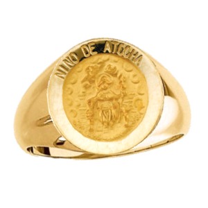 Child Jesus Ring. 14k gold, 18 mm round top - Click Image to Close