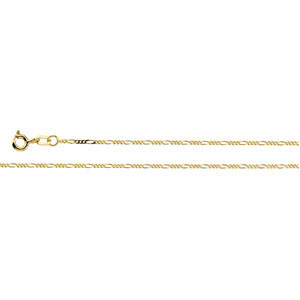 Figaro Chain, Fine, 1.25mm x 24 inch, 14KY, Spring Ring - Click Image to Close
