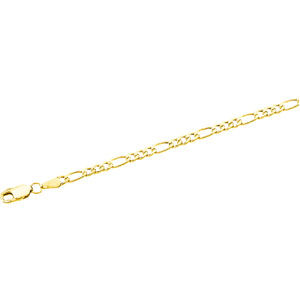Hollow Figaro Chain, 3.25mm x 18 inch, 14KY, Lobster Claw - Click Image to Close