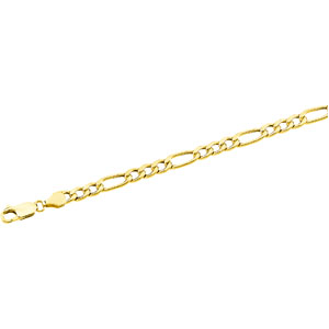 Hollow Figaro Chain, 4.75mm x 18 inch, 14KY, Lobster Claw - Click Image to Close