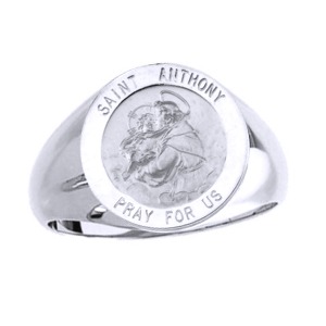 St. Anthony Sterling Silver Ring, 15mm top - Click Image to Close