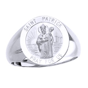 St. Patrick Sterling Silver Ring, 18 mm round top - Click Image to Close