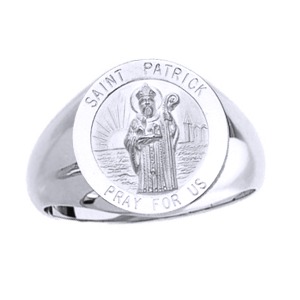 St. Patrick Sterling Silver Ring, 15mm top - Click Image to Close