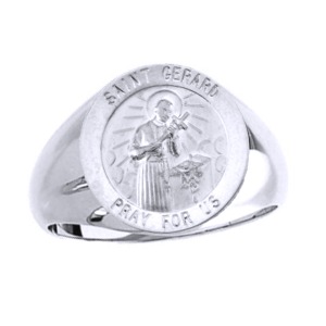 St. Gerard Sterling Silver Ring, 15mm top - Click Image to Close