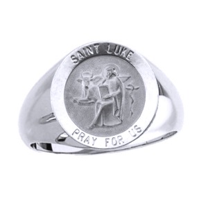 St. Luke Sterling Silver Ring, 15mm top - Click Image to Close